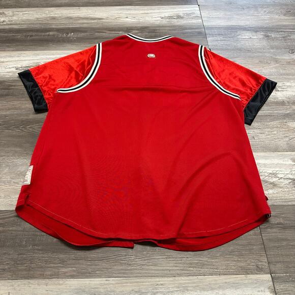 Ecko Unltd.  Baseball Jersey VIntage y2k Red Mens XXL Spellout Button Down Shirt - Picture 3 of 8